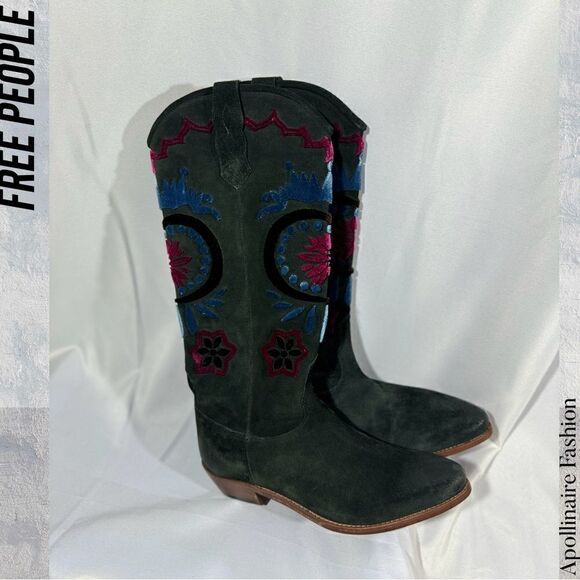 FREE PEOPLE ROUNDHOUSE STICH BOOTS BLACK COMBO SIZE 39.5 EU NWT - Picture 3 of 14